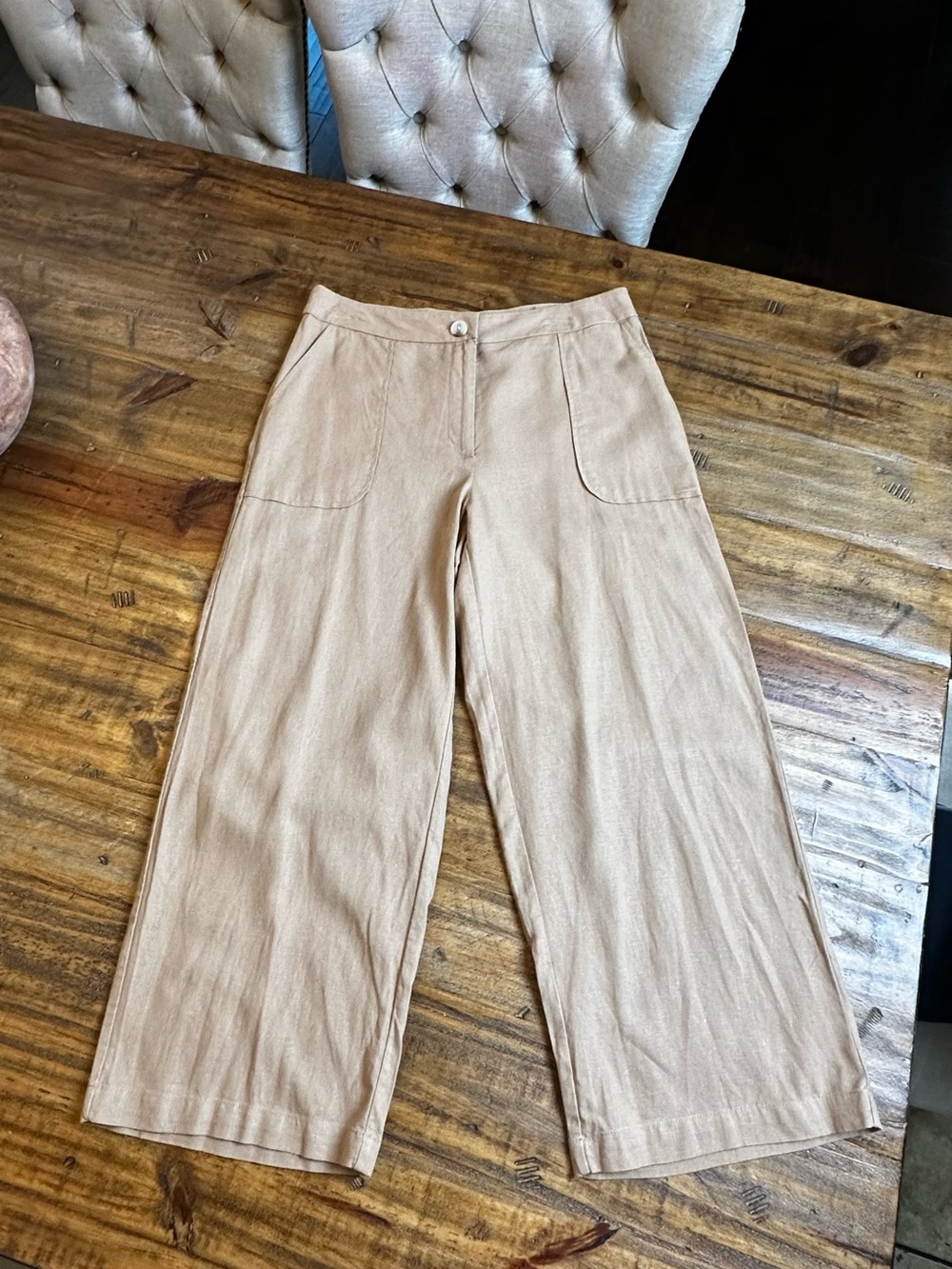 Jones New York Wide-Leg Linen-Blend Pants in Camel